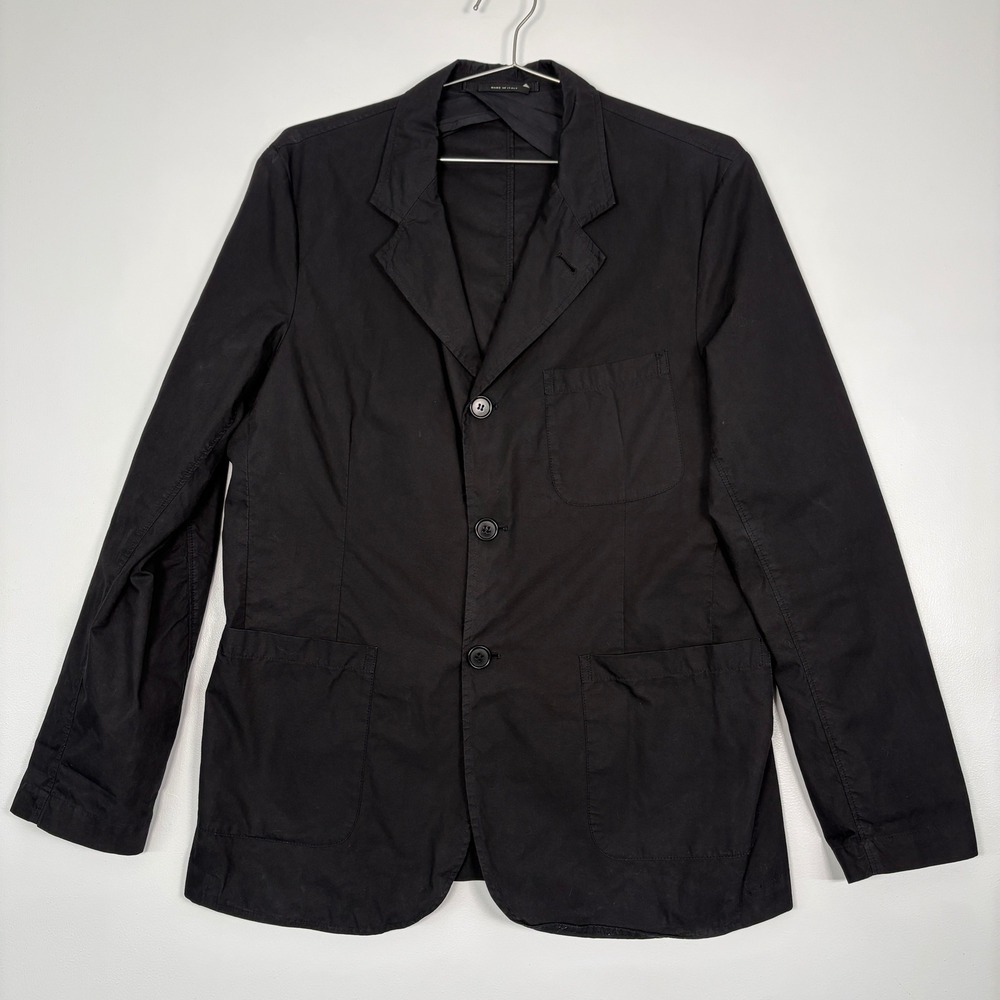 C.P. Company Mens Sport Coat 52 (42 US) Black Cotton Nylon 3-Button Made Italy